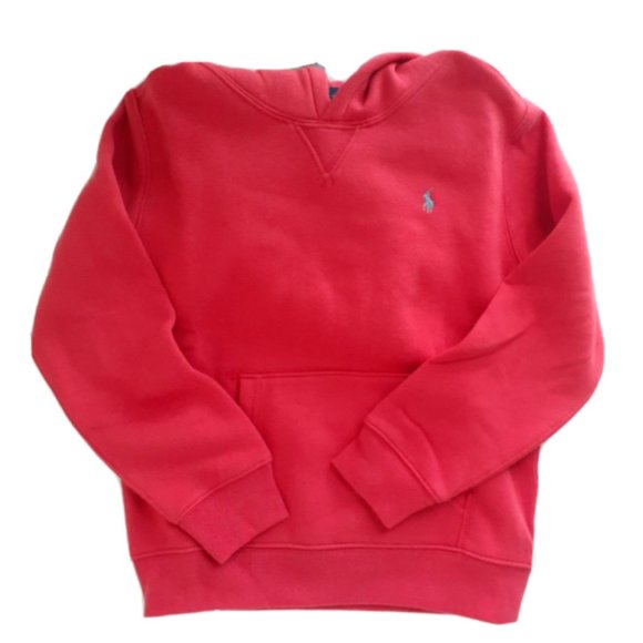 NWT Polo Ralph Lauren Boys Size 7 RED Fleece Pullover Hoodie w/ Gray Pony NEW - Picture 4 of 6